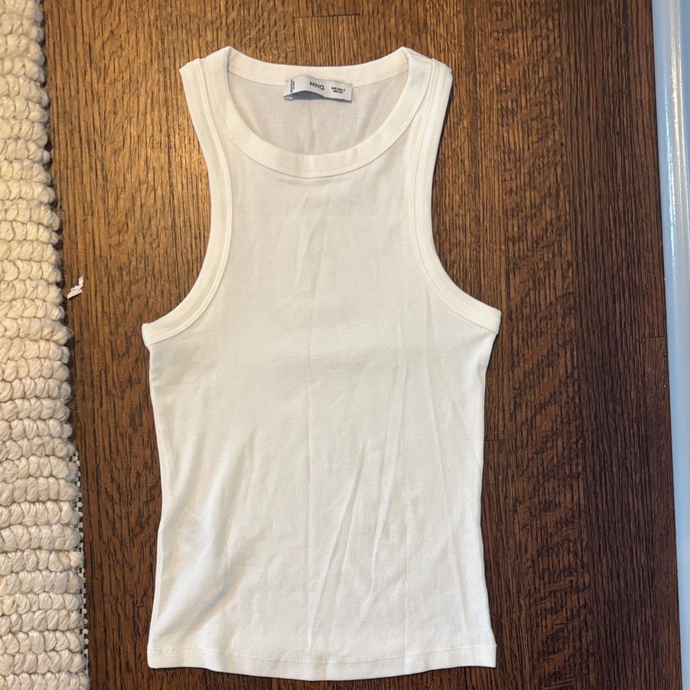 MANGO RIBBED COTTON-BLEND TOP